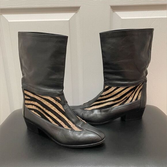 Vintage Christian Dior Womens Boots Leather Cowhide Size 8.5 B Made in Italy - Picture 1 of 9